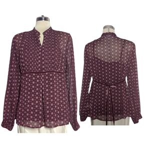 APT 9 Long Sleeves Burgundy Luxury Blouse Size L